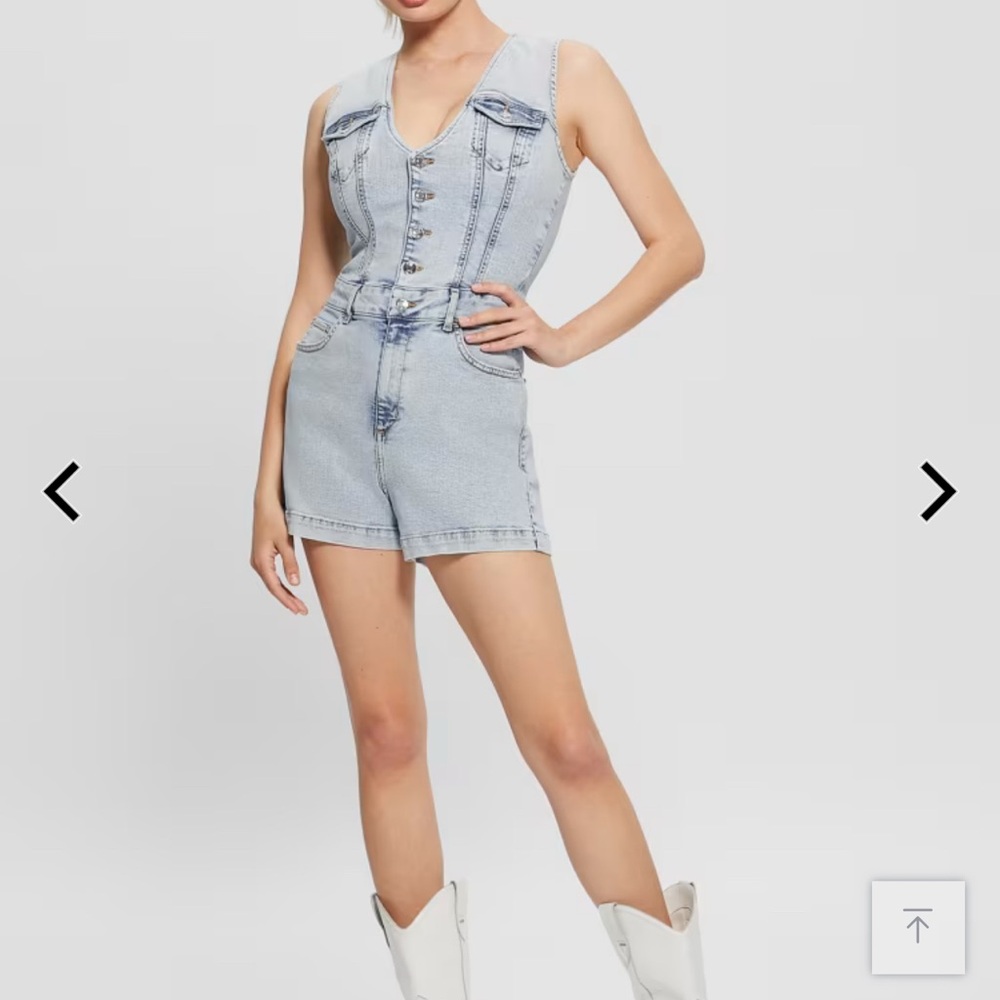 Denim Sleeveless Button-Up Romper